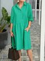 Shirt Collar Casual Plain Loose Dress With No