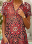 Women's Summer Ethnic Pattern Loose V-Neck Dress