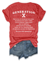 Generation X Text Letters Casual T-Shirt