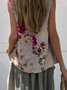 Loose Floral Vacation Crew Neck Tank Top