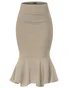 Womens Premium Nylon Ponte Stretch Office Fishtail Pencil Skirt High Waist Made in The USA Below Knee
