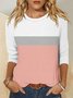 Crew Neck Casual Color Block T-Shirt