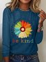 Casual Crew Neck Knitted Daisy T-Shirt