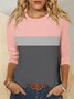 Crew Neck Casual Color Block T-Shirt