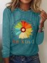 Casual Crew Neck Knitted Daisy T-Shirt