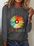 Casual Crew Neck Knitted Daisy T-Shirt
