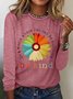 Casual Crew Neck Knitted Daisy T-Shirt
