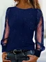 Casual Loose Mesh Crew Neck Blouse