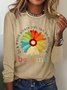 Casual Crew Neck Knitted Daisy T-Shirt