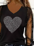 Loose Casual Heart/Cordate V Neck T-Shirt