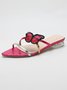 Embroidered Butterfly Transparent Low Heel Slide Sandals