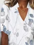 Leaf V Neck Casual T-Shirt