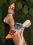 Embroidered Butterfly Transparent Low Heel Slide Sandals