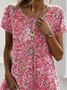 Women's floral round neck design knitted T-shirt dress