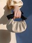 Color Block Pleated Bowknot Handle Cloud Bag