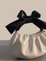 Color Block Pleated Bowknot Handle Cloud Bag