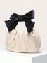 Color Block Pleated Bowknot Handle Cloud Bag