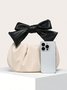 Color Block Pleated Bowknot Handle Cloud Bag