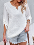 Hollow Out Loose Casual Cotton Blouse