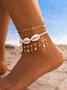 Faux Pearl Beaded Rhinestone Anklet Set