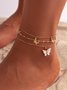 Faux Pearl Beaded Rhinestone Anklet Set