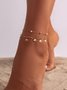 Faux Pearl Beaded Rhinestone Anklet Set