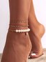 Faux Pearl Beaded Rhinestone Anklet Set