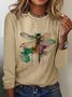 Dragonfly Casual Cotton-Blend Crew Neck T-Shirt