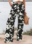 Casual Floral Buckle Loose Pants