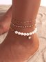 Faux Pearl Beaded Rhinestone Anklet Set