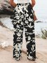 Casual Floral Buckle Loose Pants