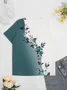 Women's Short Sleeve Blouse Summer Green Floral Buckle Notched Daily Going Out Casual Top