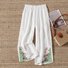 Embroidery Patterns Cotton Casual Pants