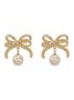 Elegant Imitation Pearl Bowknot Dangle Earrings