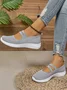 Casual Plain Mesh Fabric Wedge Heel Shallow Shoes