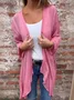 Cotton Plain Casual V Neck Kimono