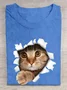 Casual Cat Loose Cotton T-Shirt