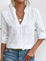 Casual Loose Stand Collar Embroidery Shirt