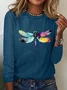 Loose Dragonfly Crew Neck Casual T-Shirt