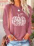 Cotton-Blend Casual Pumpkin Pattern Crew Neck T-Shirt