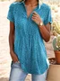 Women's Short Sleeve Blouse Summer Green Polka Dots Cotton Shirt Collar Daily Going Out Casual Top