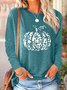 Cotton-Blend Casual Pumpkin Pattern Crew Neck T-Shirt