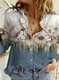 Shirt Collar Landscape Print Loose Casual Shirt