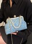Elegant Imitation Pearl Beaded Handbag Clutch Bag with Detachable Crossbody Strap