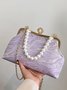 Elegant Imitation Pearl Beaded Handbag Clutch Bag with Detachable Crossbody Strap