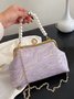 Elegant Imitation Pearl Beaded Handbag Clutch Bag with Detachable Crossbody Strap