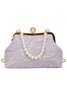 Elegant Imitation Pearl Beaded Handbag Clutch Bag with Detachable Crossbody Strap