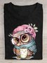 Funny Owl Printed T-Shirt