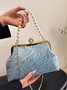 Elegant Imitation Pearl Beaded Handbag Clutch Bag with Detachable Crossbody Strap