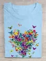 Loose Casual Crew Neck Butterfly T-Shirt